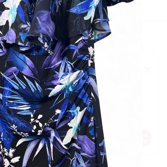 Connected Women’s Floral-Print Popover-Bodice Dress. - Picture 3 of 7